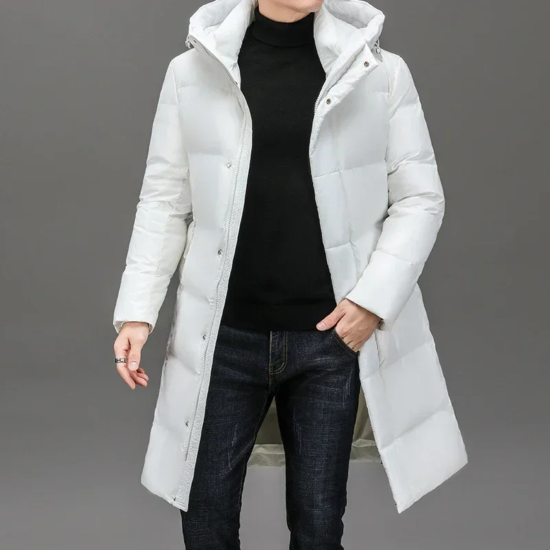 Роскошный мужской пуховик мужские длинные стеганые куртки 2024 зимние Брендовые с