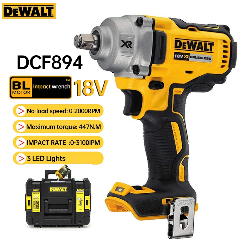 DEWALT 18V Electric Impact Wrench 447N.m Brushless Wrench Rechargeable 1/2 inch For Car Tires Cordless Dewalt Power Tool 1