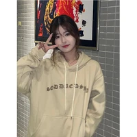 fashion simple pattern printing loose simple casual hooded autumn and winter new casual all match retro trend sweater