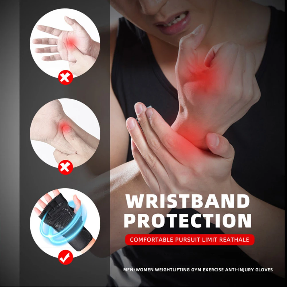 

Half Finger Wrist Support Breathable Workout Gloves Shock Absorption Protection Non Slip Hand Pad Lightweight Sports Accessories