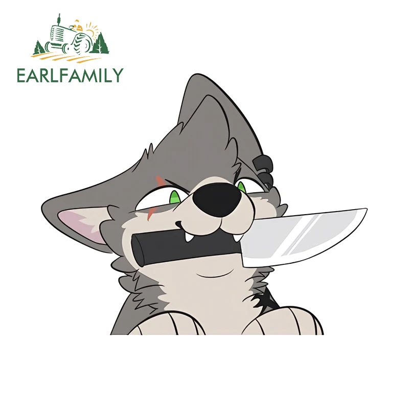 

EARLFAMILYcute Peeker Furry Wolf автомобильные наклейки милый мультфильм устойчивая к царапинам наклейка из ПВХ подходит для заднего лобового стекла мотоцикла