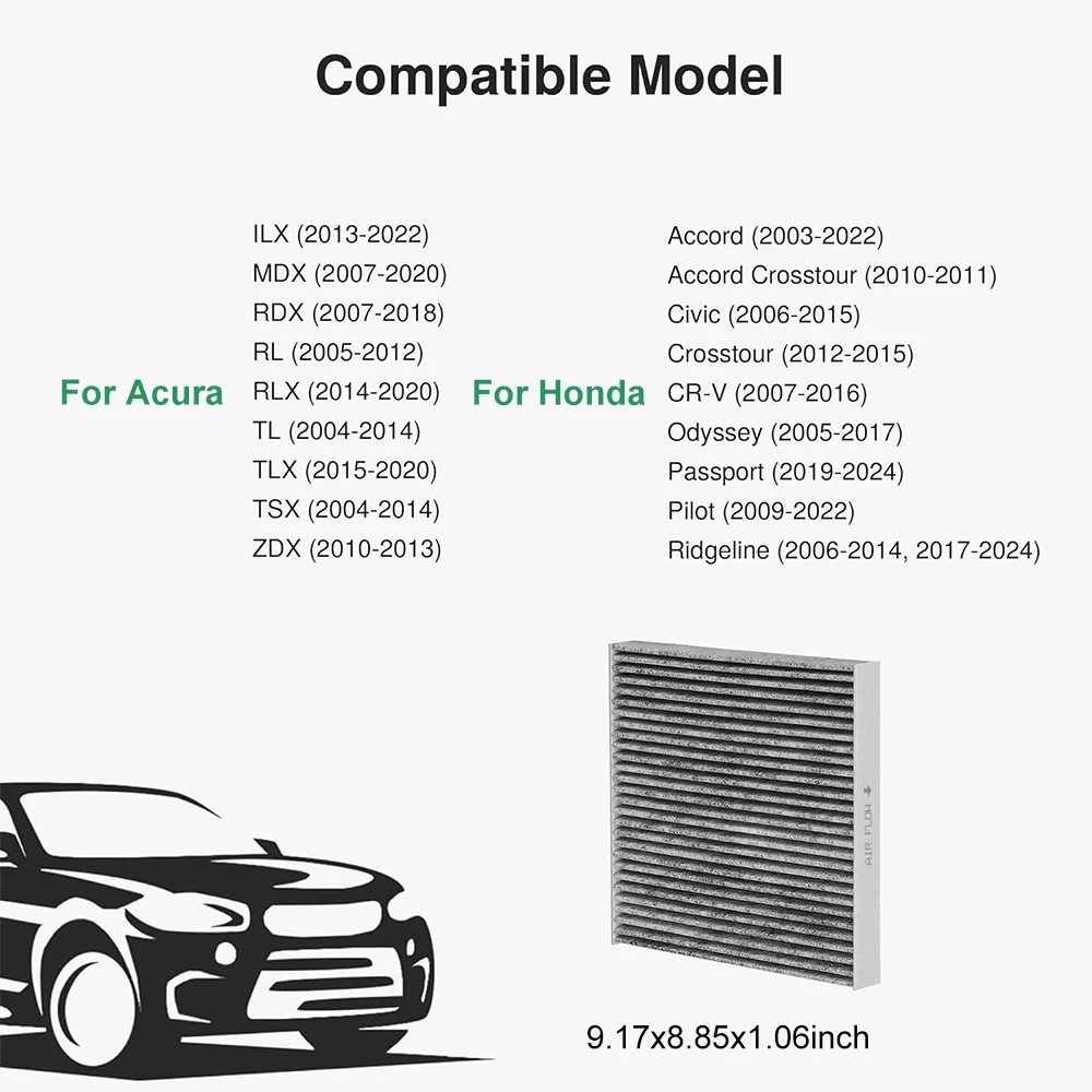 Воздушный фильтр салона с заменой активированного угля для CP134 CF10134 Honda Acura Civic CR-V