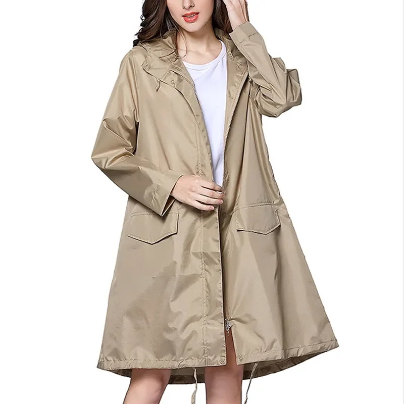 

2023 Women Raincoat Men Windbreaker Rain Clothes Hooded Poncho Portable Windproof Zipper Motorcycle Rainwear Adult Rain Jacket U