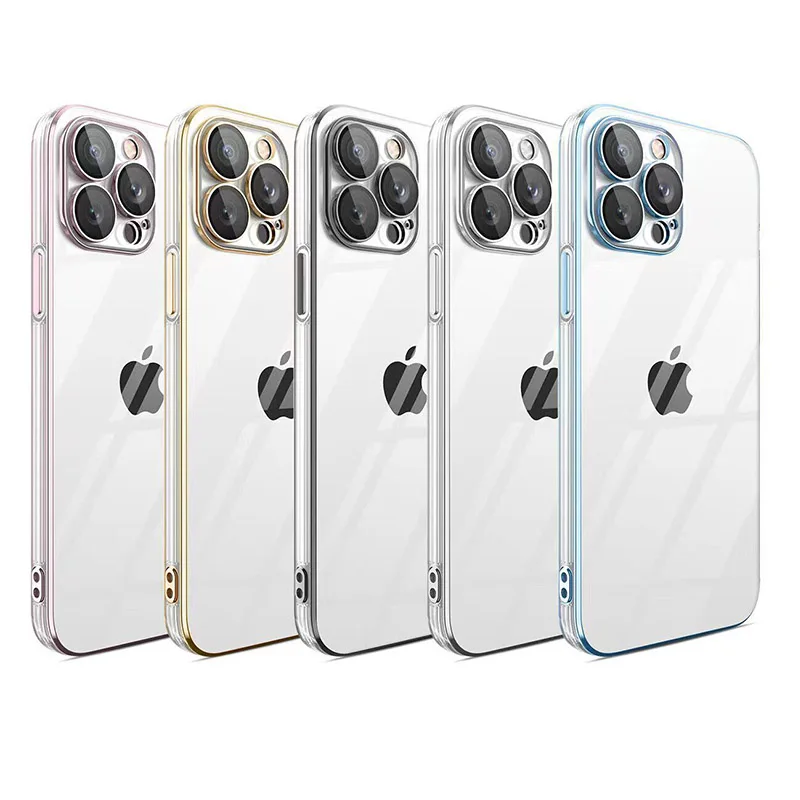 

Clear Anti-knock PC Soft Phone Case For iPhone 11 12 13 14 Pro Max 14max Camera Pro Lens Protector Silicone Soft TPU Cover Coque