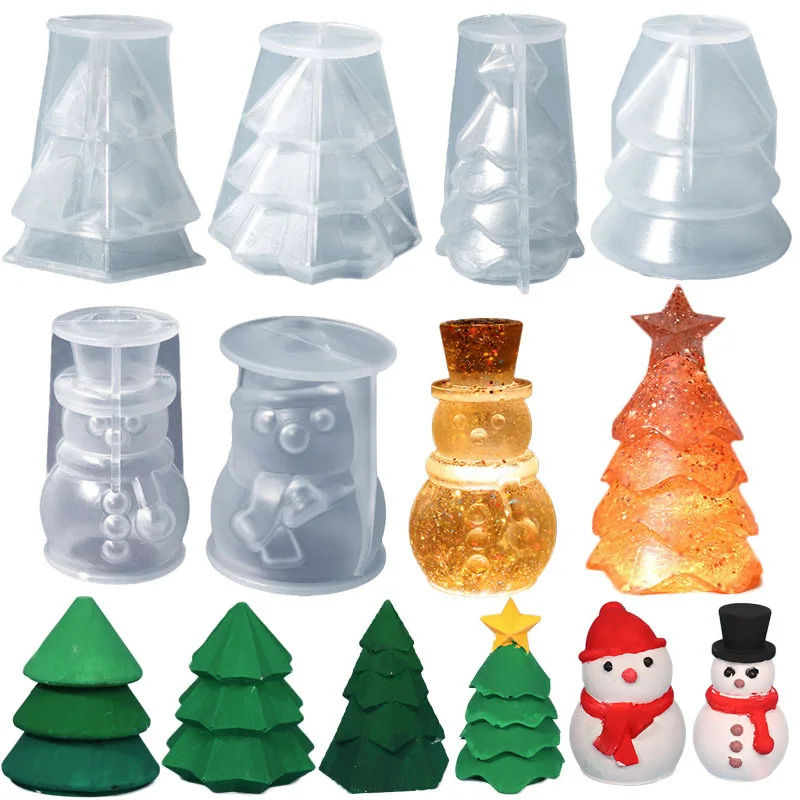

3D Silicone Christmas Decor Candle Mold Multi Style Christmas Tree Snowman Santa Claus Dwarf Mould Resin Molds Gifts Home Decor