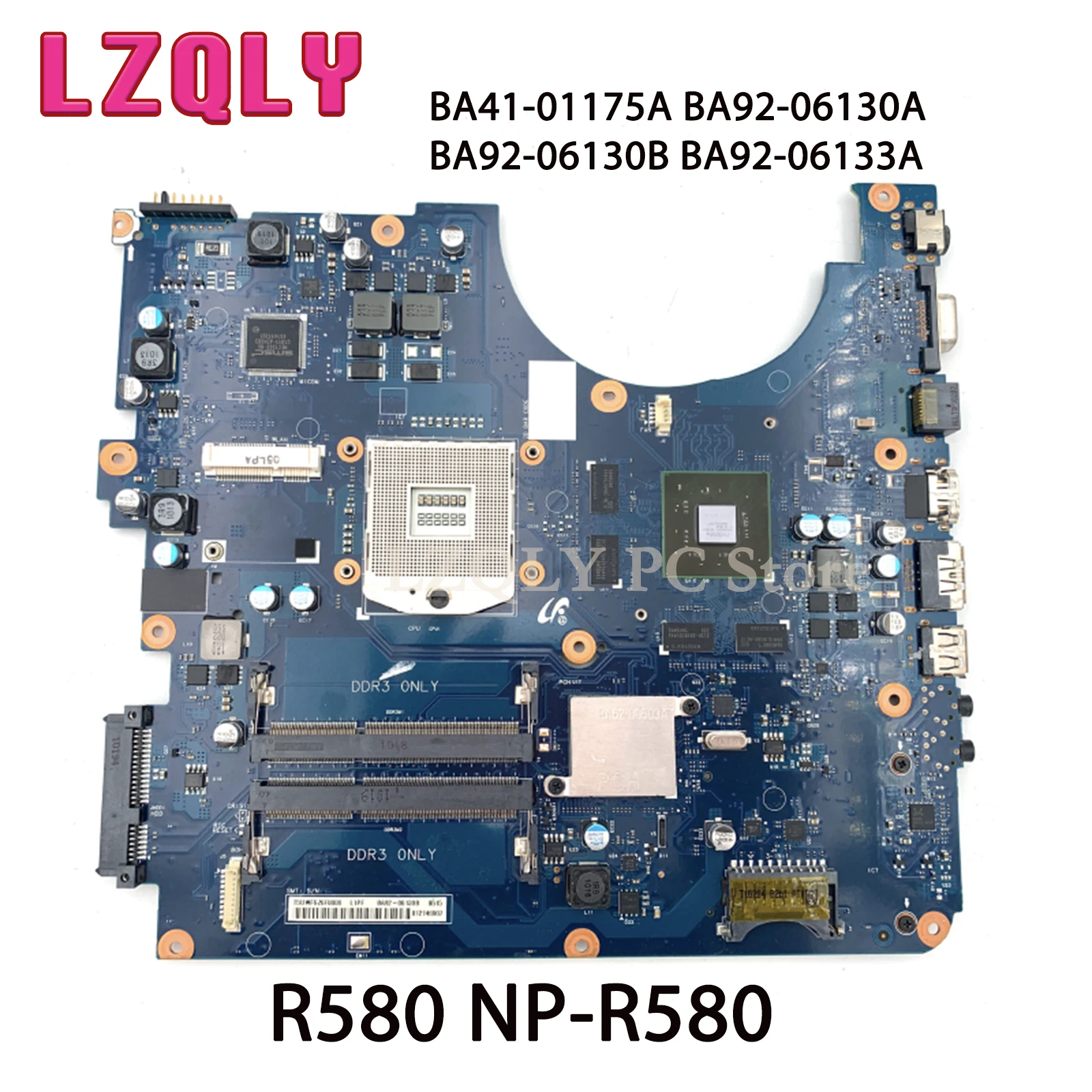 LZQLY для Samsung R580 NP-R580 BA41-01175A BA92-06130A BA92-06130B BA92-06133A ноутбука, материнская плата HM55 GT330M, бесплатный ЦП