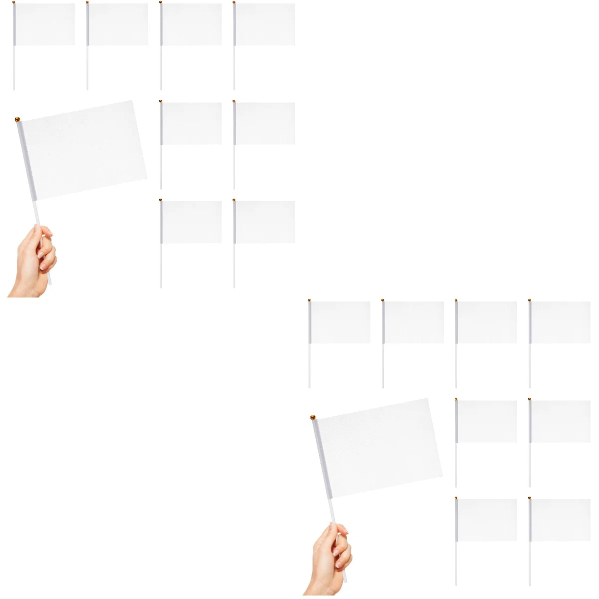 

48 pcs White Marking Flags Hand Held Flags Blank Sports Events Cheering Flags Marker Flags (White)