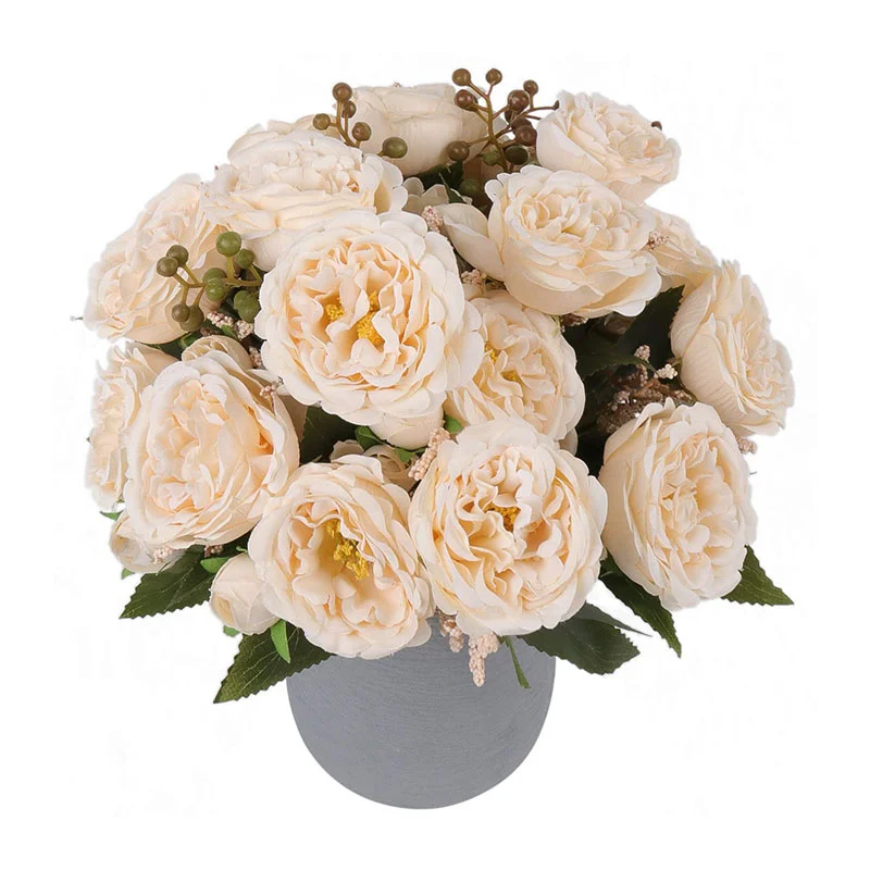 

1 Bouquet 5 Heads Artificial Roses Flowers Bulk Realistic Silk Peonies Table Diy Decoration Fake Flowers for Home Wedding Party