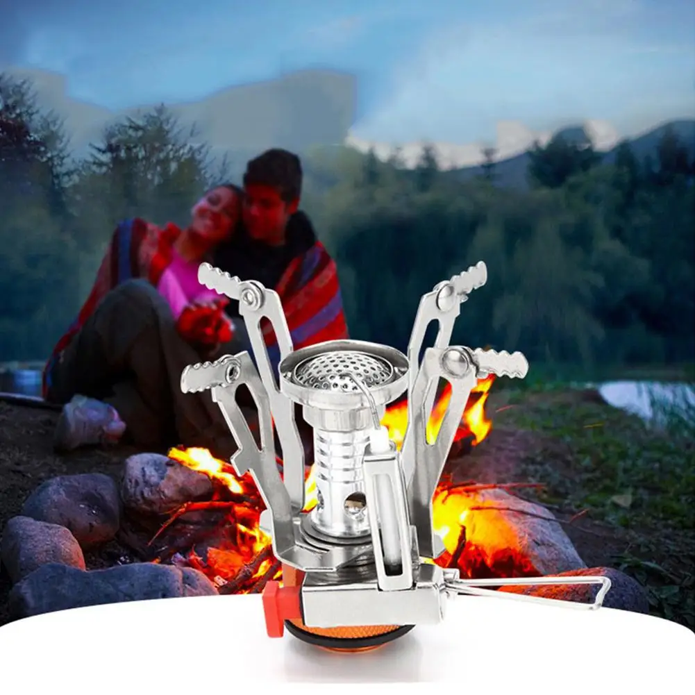 

Portable Mini Burner Easy Ignition Barbecue Stove Outdoor Gas Stove Furnace Cooking Picnic Split Stoves Foldable Gas Burner