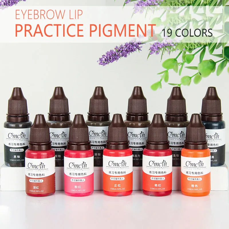 

15ml Tattoo Ink Permanent Makeup Lip Eye Line Microblading Color Pigment Beginner Tattoo Semi-permanent Ink Practice Colorants