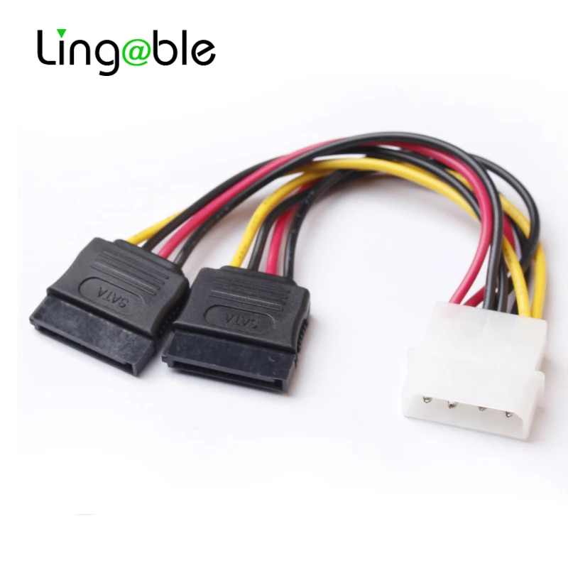 

Кабель-разветвитель питания Lingable SATA Molex, кабель преобразователя питания с 4-контактным на двойной последовательной ATA, кабель 15 контактов x 2 штекера-гнездо для жесткого диска
