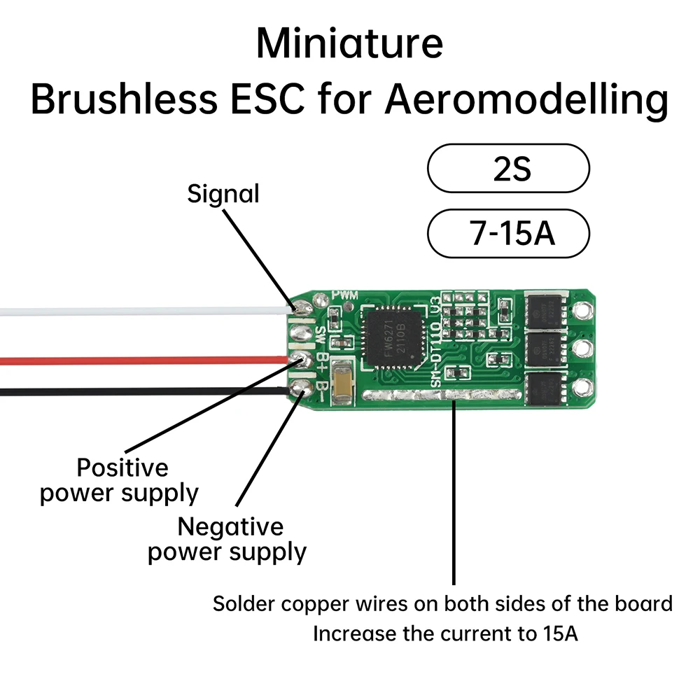 

2S 7-15A Микровоздушная модель Бесщеточный ESC Бесщеточный регулятор скорости двигателя Модель самолета Бесщеточный электрический регулятор