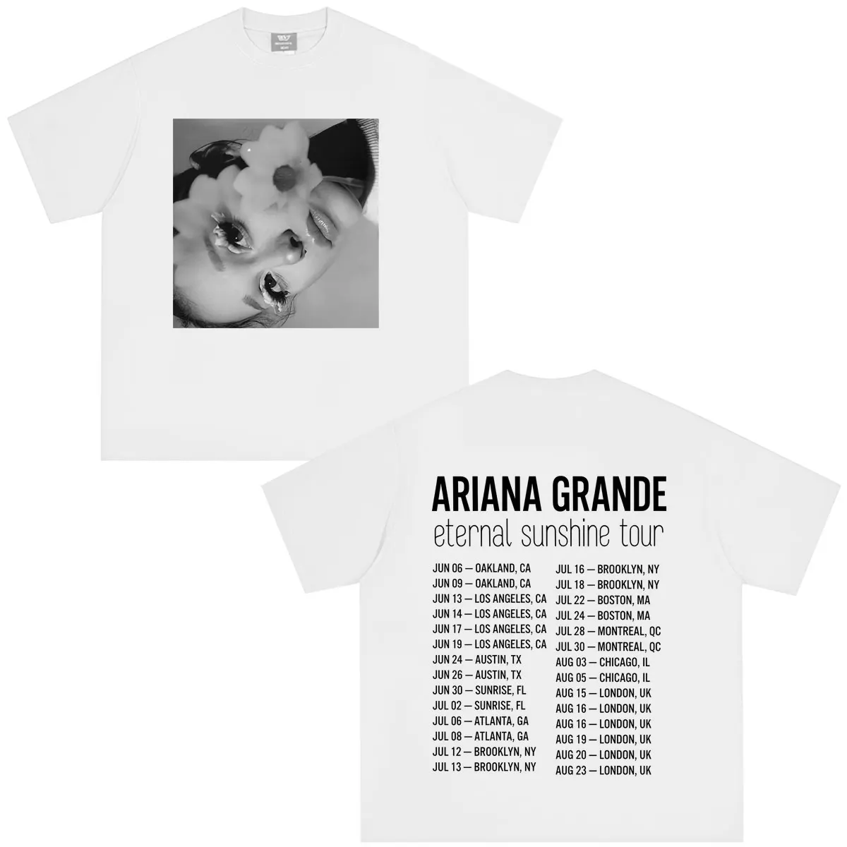 Фото Футболка с принтом Ariana Grande The Eternal Sunshine Tour 2026, модная футболка для мужчин и женщин, летние повседневные свободные хлопковые футболки в стиле хип-хоп №5