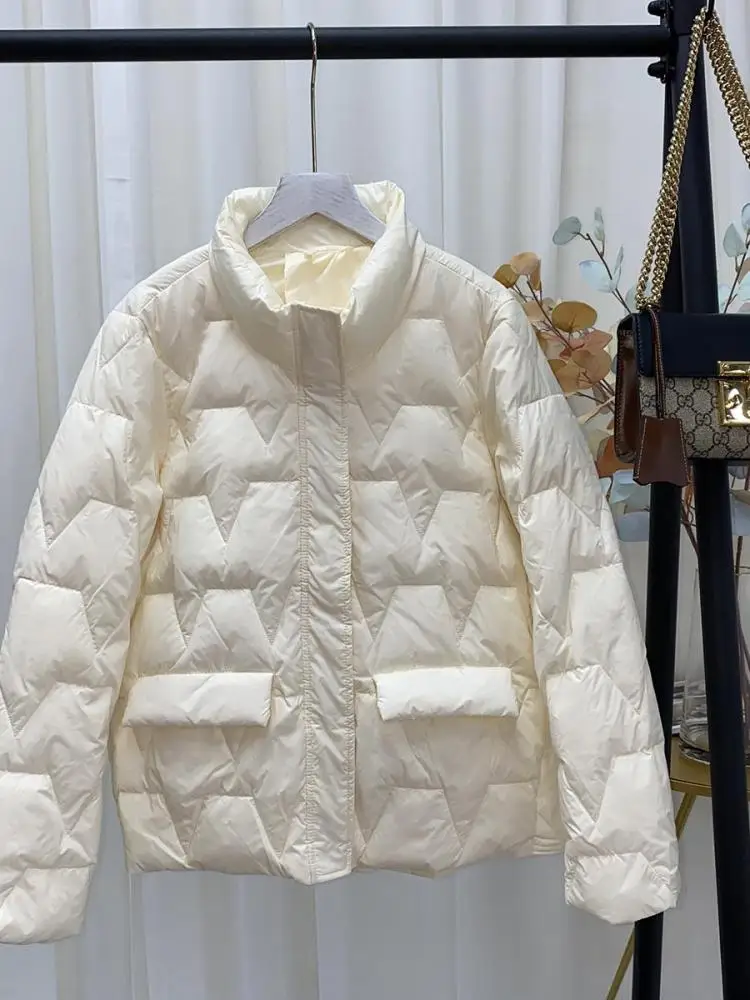 

Женский пуховик с воротником-стойкой, короткий легкий пуховик в Корейском стиле, новинка зимы