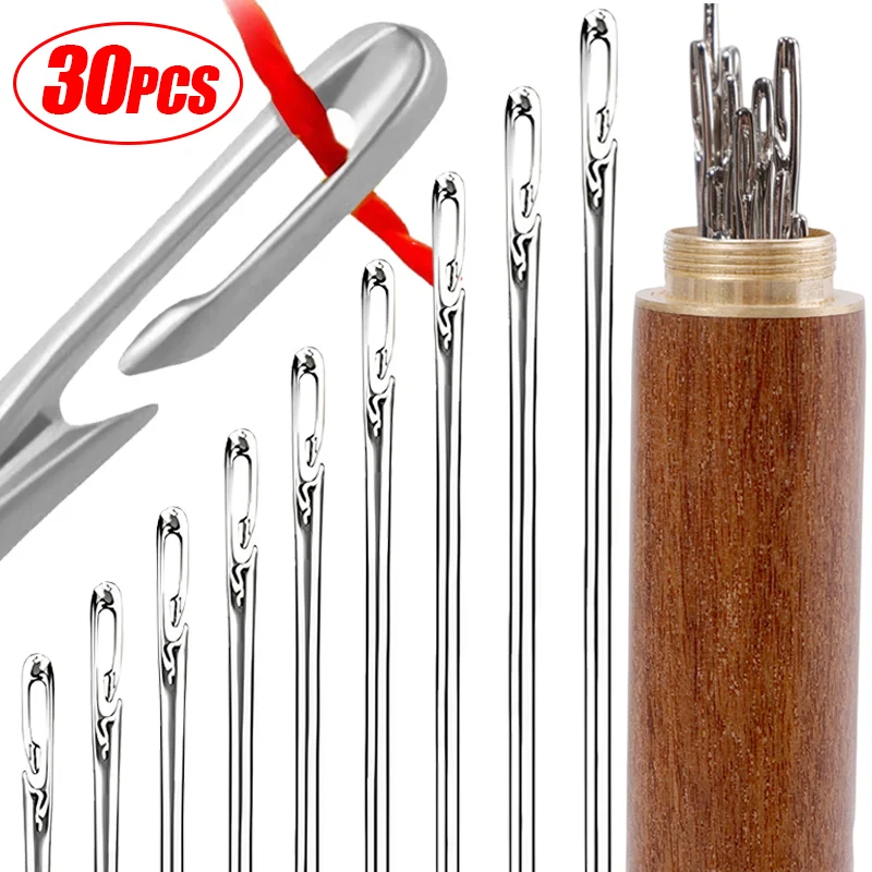 Edelstahl Blind Nähnadeln Seiten Loch Ältere Nadeln Hand Bekleidung Näh Stich Pin Diy Home Self Threading Nadel