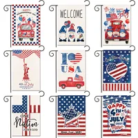 100Pcs 4th of July Patriotic Garden Burlap Yard Flag 12”x18” Double Sided Gnomes Flags Independence Day Lawn Signs Banners