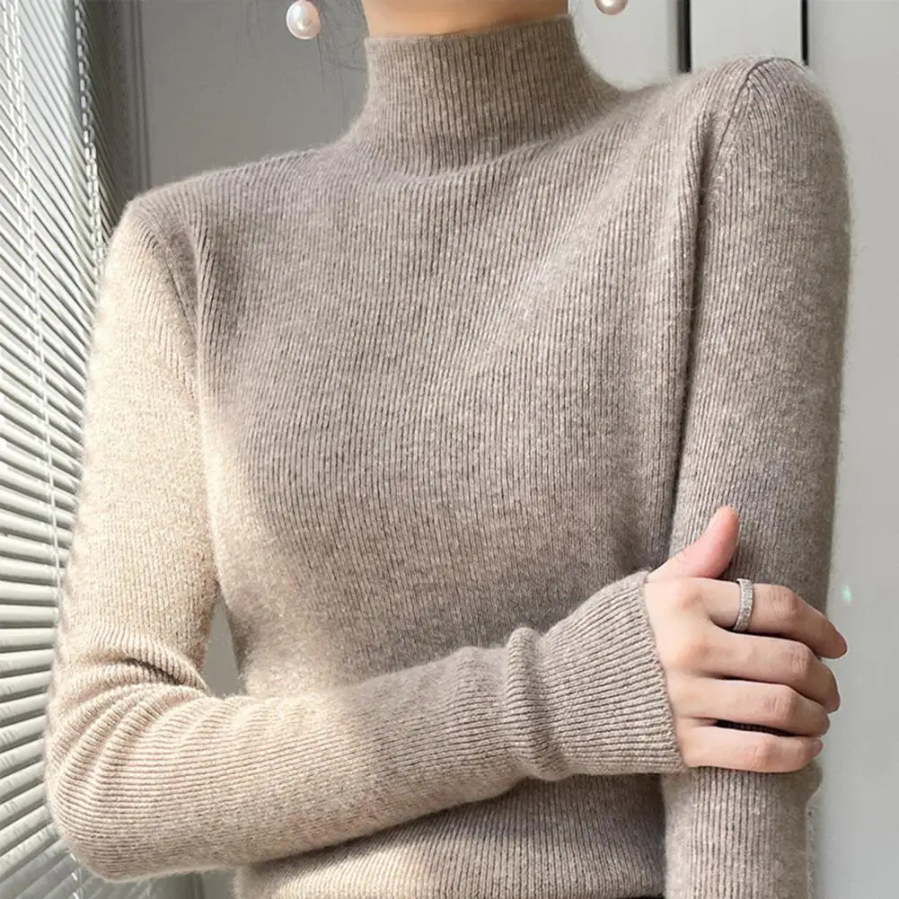 Вязаный топ однотонный вязаный женский свитер в рубчик с отделкой облегающий