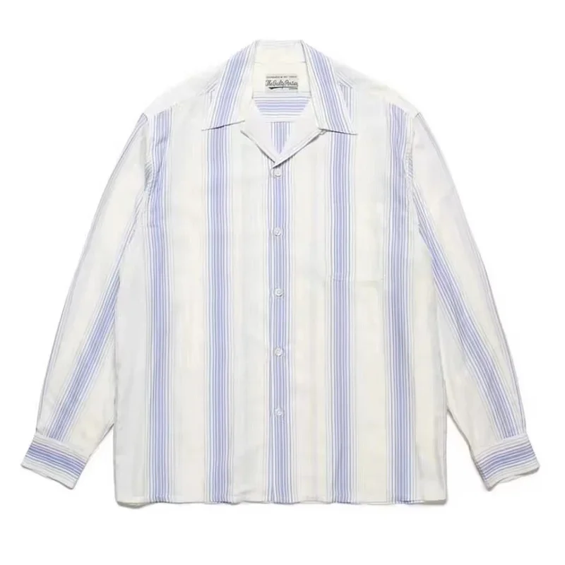 25SS Полосатая рубашка для мужчин и женщин повседневная модная свободная черная