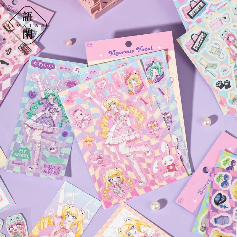 

Kawaii 7 листов мультяшный милый крутой аниме девушка Скрапбукинг Материал бумажные открытки для DIY декоративный коллаж журнальный материал