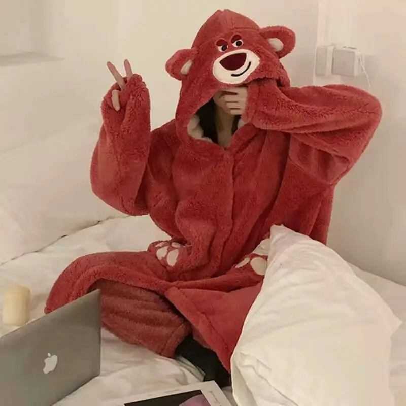 

Пижамный комплект Lotso «Дональд Дак» из мультфильма «Лило и Ститч», ночная рубашка из кораллового флиса, зимняя домашняя одежда для мужчин и ...