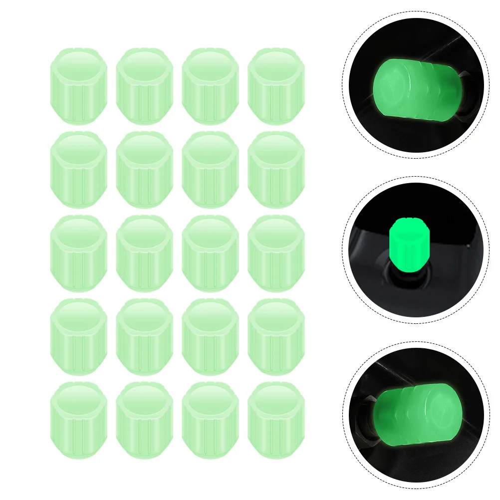 

20 Pcs Car Tires Valve Cap Cover 1.7X1.3X1.3CM Valves Stem Caps Light Green Abs