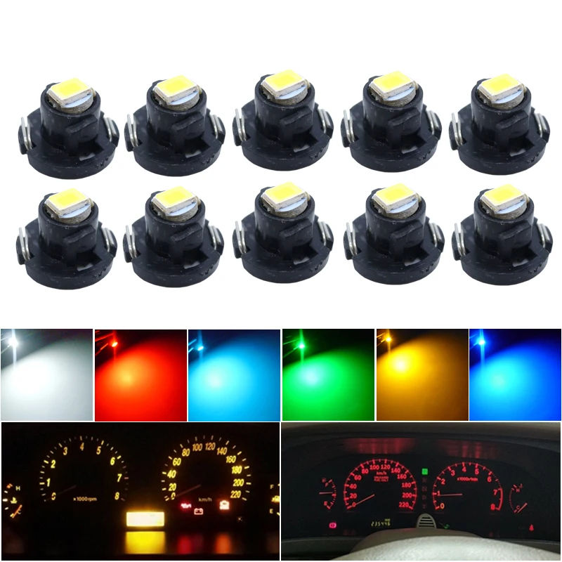

10pcs T3 T4.2 T4.7 Led Light Bulbs Car Interior Instrument Lamp Auto Dashboard Indicator Light White Blue Red Yellow Green Pink