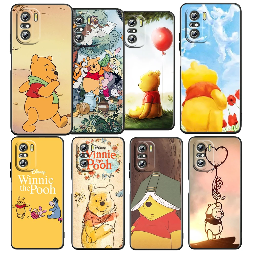 

Anime Winnie the Pooh For Xiaomi Redmi 12C 11 A1 Plus 10 10X 9T 9C 9C 9 8 7 K50 Gaming 4G 5G Silicone Black Phone Case Fundas