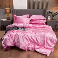 high quality imitation mulberry silk bedding set satin high end satins luxury bedding sets quilt cover solid color duvet cover