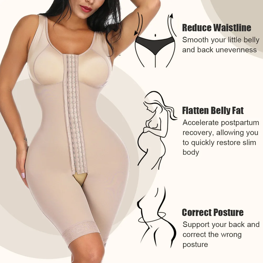 Fajas Colombian Girdle Waist Trainer Butt Lifter Shapewear Women Tummy Control Body Shaper Front Hooks Sheath Buttocks lLfts