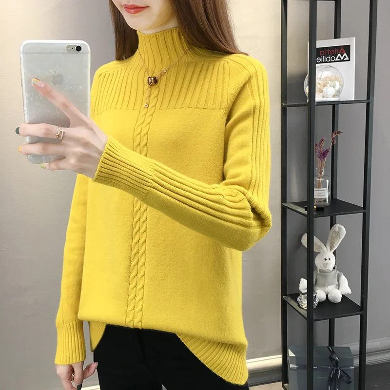 

2023 New Women' s Sweater Autumn Winter Female Long Sleeve Jumper Knitted Turtleneck Pullover Sweaters Femme Pull Bottoming Tops
