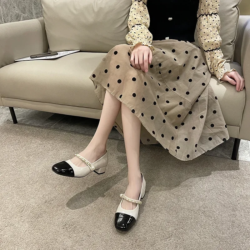 Дропшиппинг женская обувь Мэри Джейн в стиле ретро с жемчужным ремешком новые