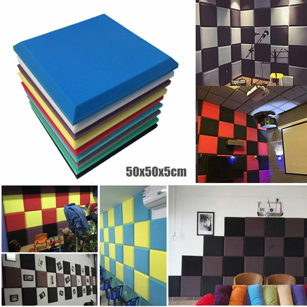 

6/12 шт., 50x50x5 см, комнатная акустическая пенная панель, звукоизоляционная студийная поглощающая губка, Полиуретановая настенная звуковая пен...