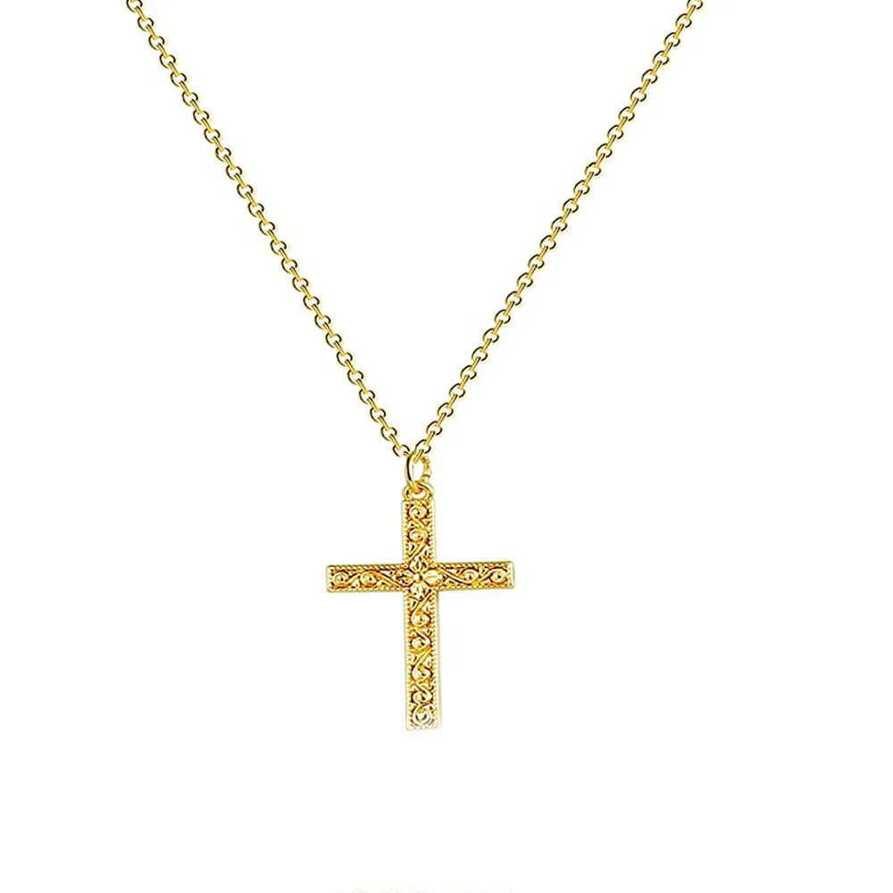 

Cross Pendant Necklace for Women 14K Gold Plated Dainty Floral Self Defence Sideway Faith Necklace Best Jewelry Gift