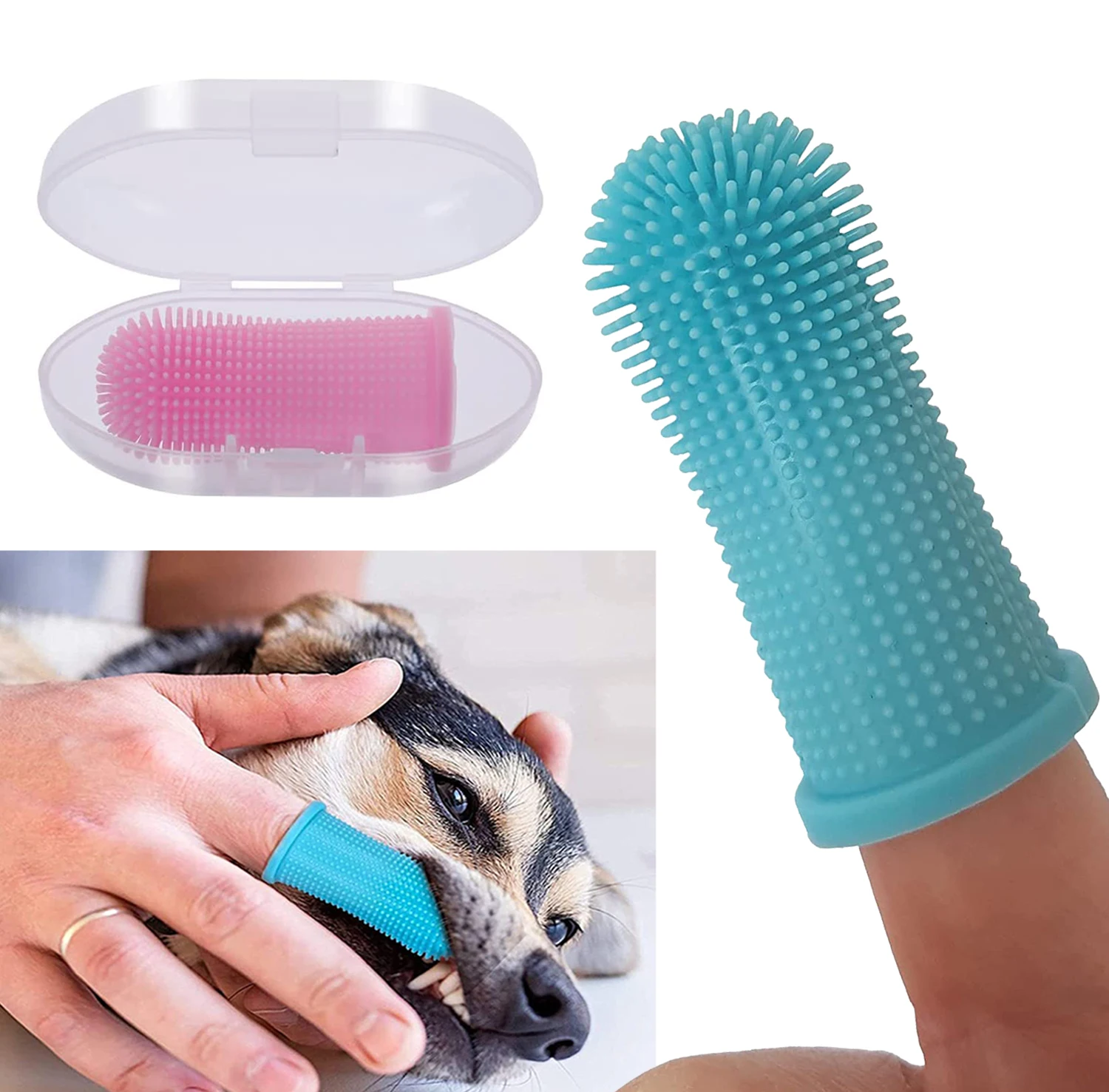 

Silicone Finger Toothbrush Dog Super Soft Pet Teeth Cleaning Bad Breath Care Nontoxic Tooth Brush Tool Dog Cat Cleaning Supplies