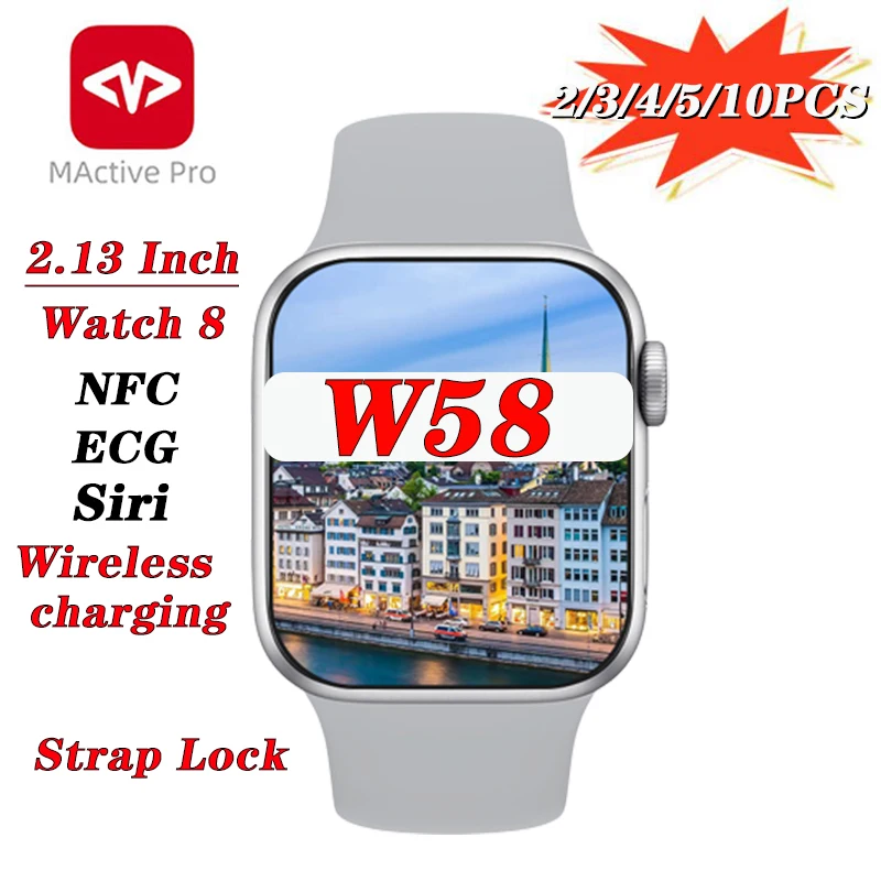 

W58 Smart Watch New IWO 2.13 Inch Watch 8 Bluetooth Call NFC Heart Rate Monitoring Watchfaces Series 8 Upgrade W57 Smart Watch