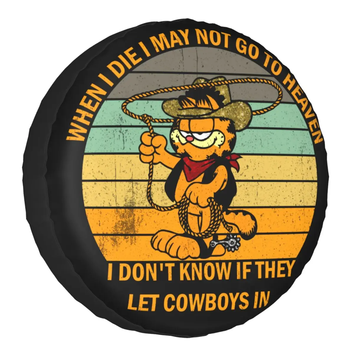 

Garfields Cowboy Spare Wheel Cover Universal Fit for Jeep Hummer 4WD SUV Custom Kawaii Cat Tire Protector 14-17Inch