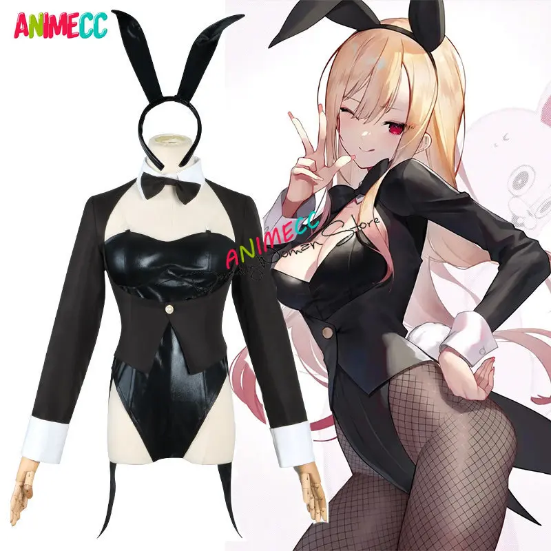 

Anime My Dress Up Darling Marin Kitagawa Bunny Girl Cosplay Costume Artificial Leather SexySuit Rabbit Halloween Costume S-XXL