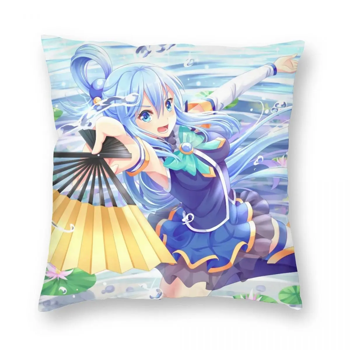 Konosuba Aqua квадратный чехол для подушки из полиэстера и льна бархатный с принтом на