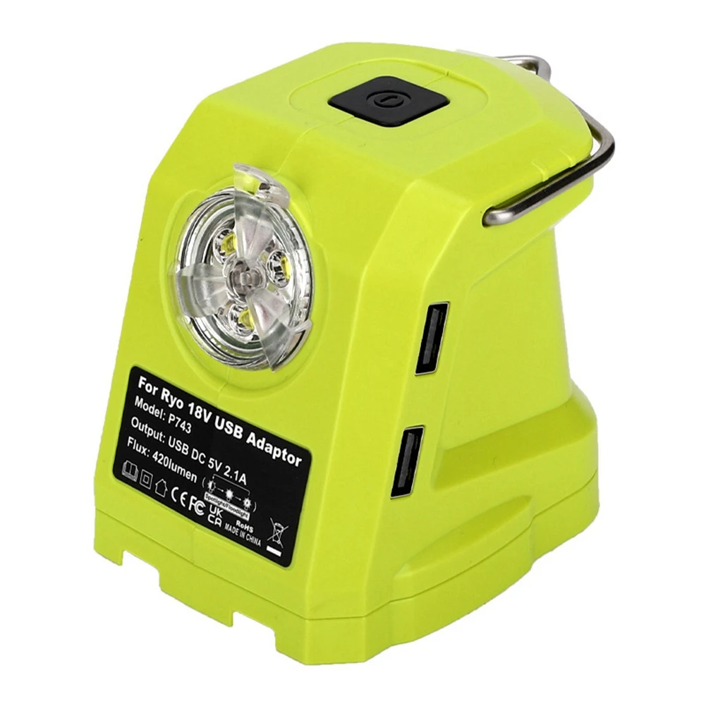 

LED Work Light for RYOBI 14.4V-18V Li-Ion Battery Dual USB Converter Adapter for Ryobi Portable Spotlight Power Tools
