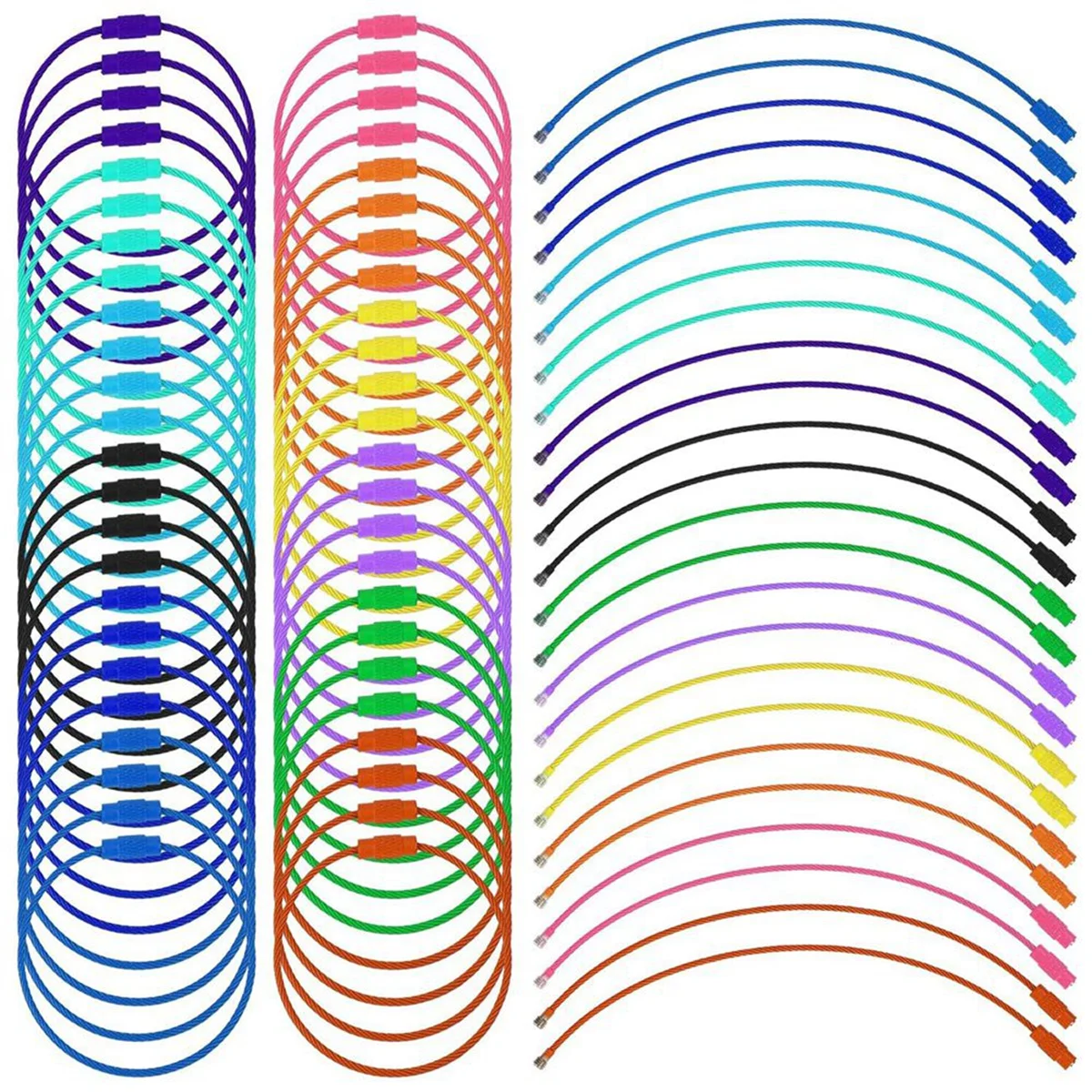 120 шт. проволочные брелоки с винтовым замком 6-дюймовый тросовый брелок для ключей