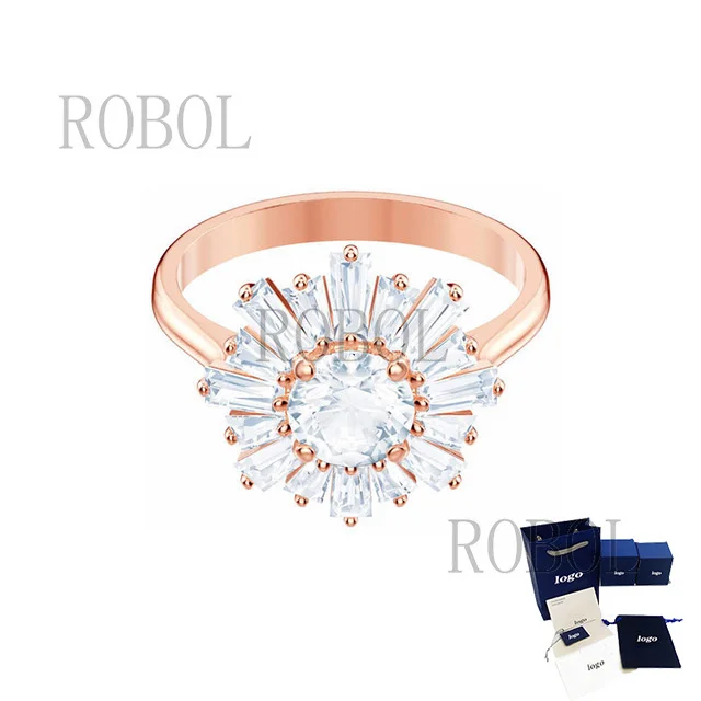 

High quality luxurious rose gold sunflower women's ring, enhancing temperament, beautiful and moving, free shipping