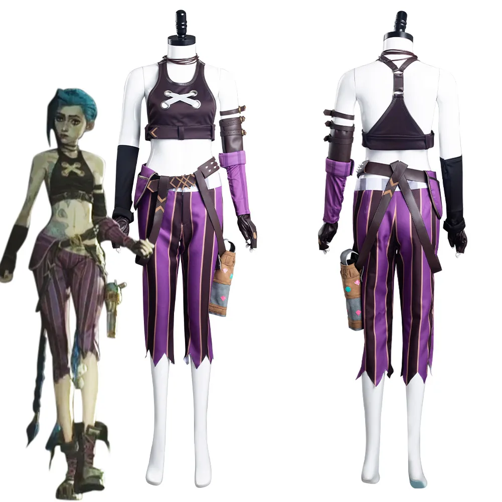 

LoL Jinx Cosplay Costume Uniform Outfits Halloween Carnival Suit