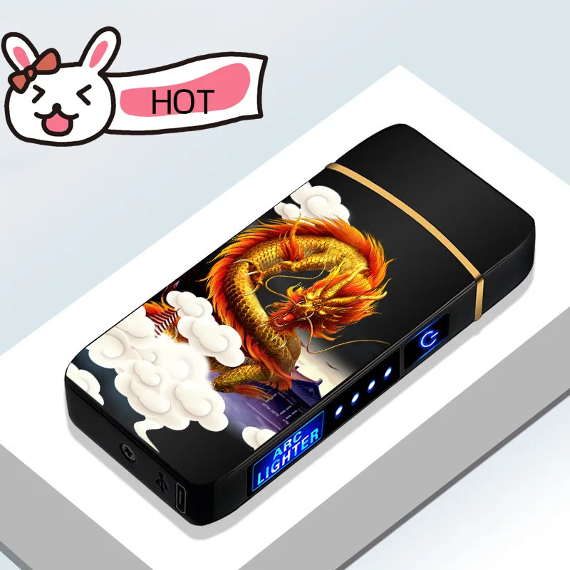 Новинка Электрическая ветрозащитная металлическая зажигалка с двойной дугой