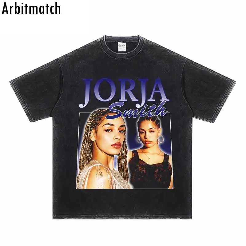 

Винтажная модная футболка с портретным принтом певицы, уличная одежда для мужчин и женщин, мытая Повседневная хлопковая Футболка оверсайз ...