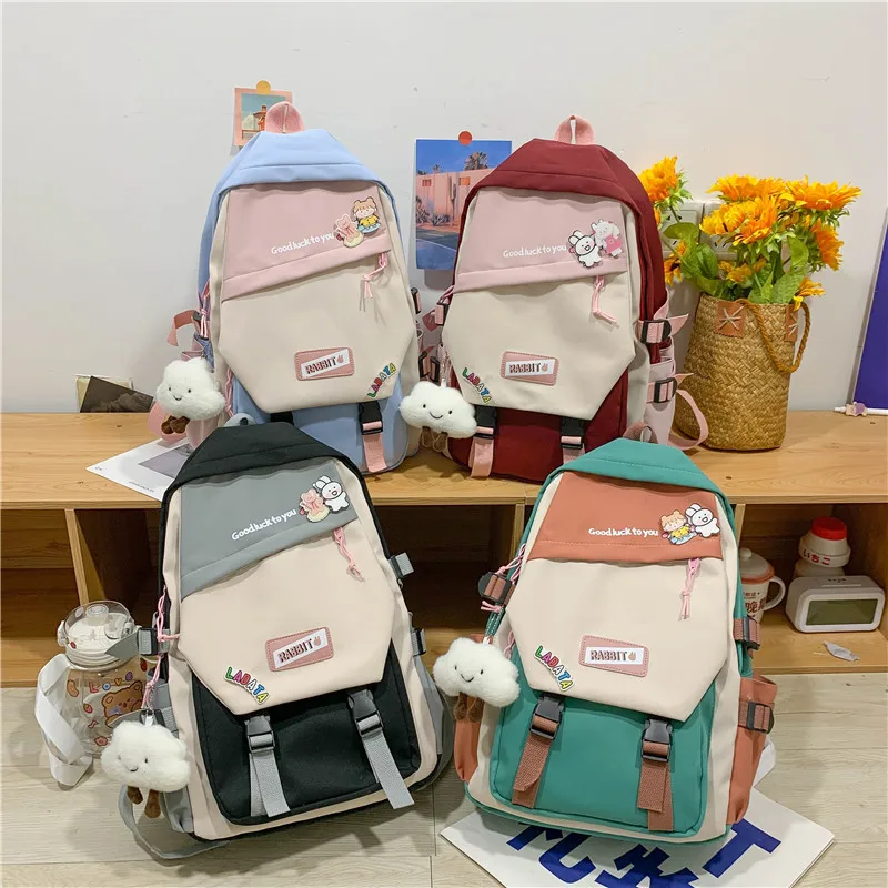 School Backpack Female Korean Style Schoolbag Female Contrast Color Casual Female Teenage School Backpack Women Bags For Girls