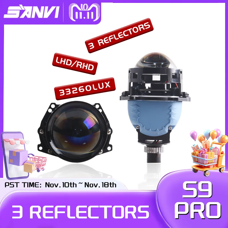 SANVI 130 Вт 3-дюймовая светодиодная линзовая фара S9pro Bi для Hella 3R G5 Автоматический