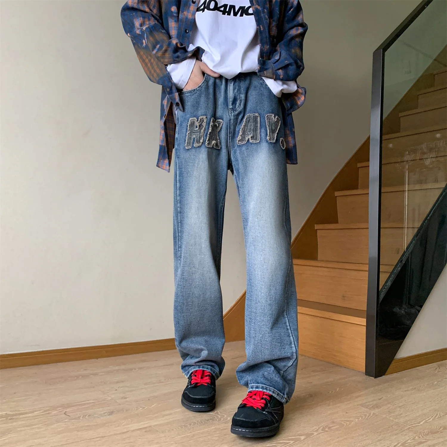 2023 Fashion Jeans For Men Y2k Streetwear Baggy Jeans Man Hip Hop Youth Trousers Cross Denim Pants Men Cargo Pant Punk Clothing