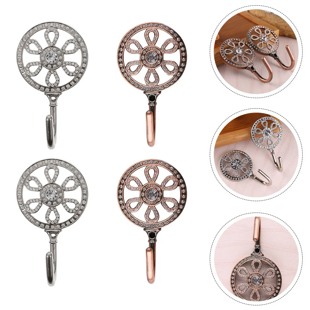 

Curtain Hook Alloy Holdback Holdbacks Flower Zinc Hangers Tiebacks Decorative Gold Zine Shape Tieback Window Wall