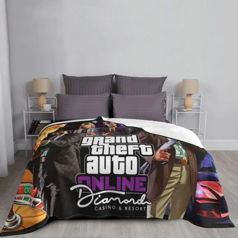 

Grand Theft Auto Anime Plaid Blanket Fleece Spring/Autumn Portable Soft Throw Blankets For Sofa Travel Rug Piece