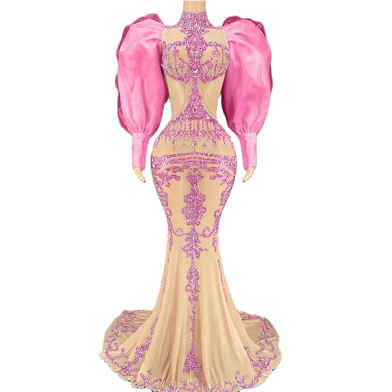 

Стразы сексуальное блестящее Сетчатое длинное вечернее платье с открытой спиной для вечеринки на день рождения платье костюм певицы